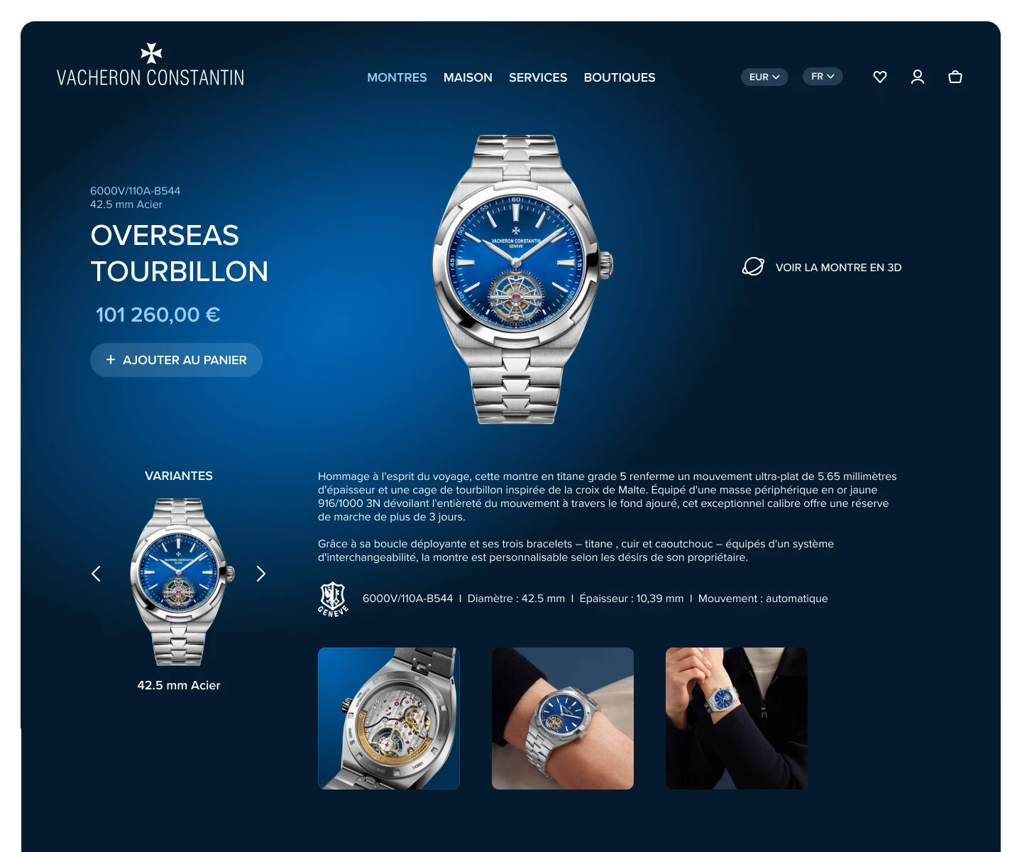 Webdesign Vacheron et constantin - projection de redesign