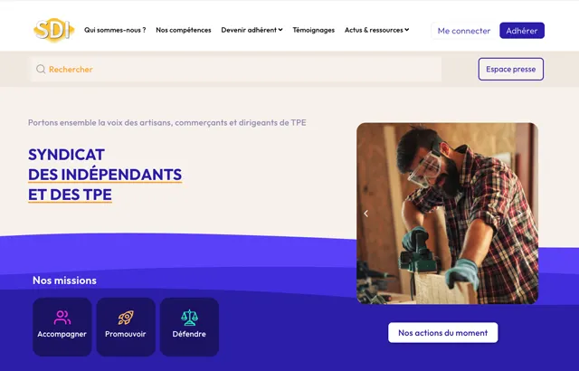 vignette Syndicat Des Indépendants - WordPress Elementor - unifypixels.com agence digitale