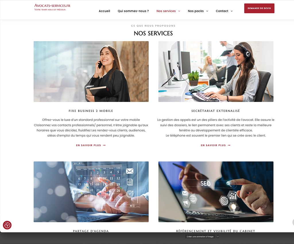 webdesign - avocats services - unifypixels.com agence digitale