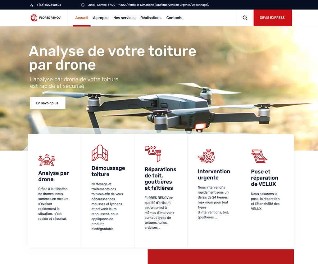 webdesign -flores renov, artisans couvreur Morbihan 56 - unifypixels.com agence digitale