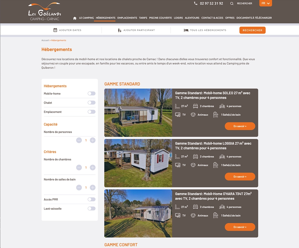 webdesign - Camping Les Goéland à Carnac 56 - unifypixels.com agence digitale