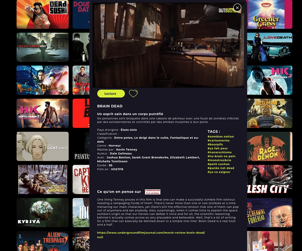 webdesign - Outbuster plateforme VOD - unifypixels.com agence digitale