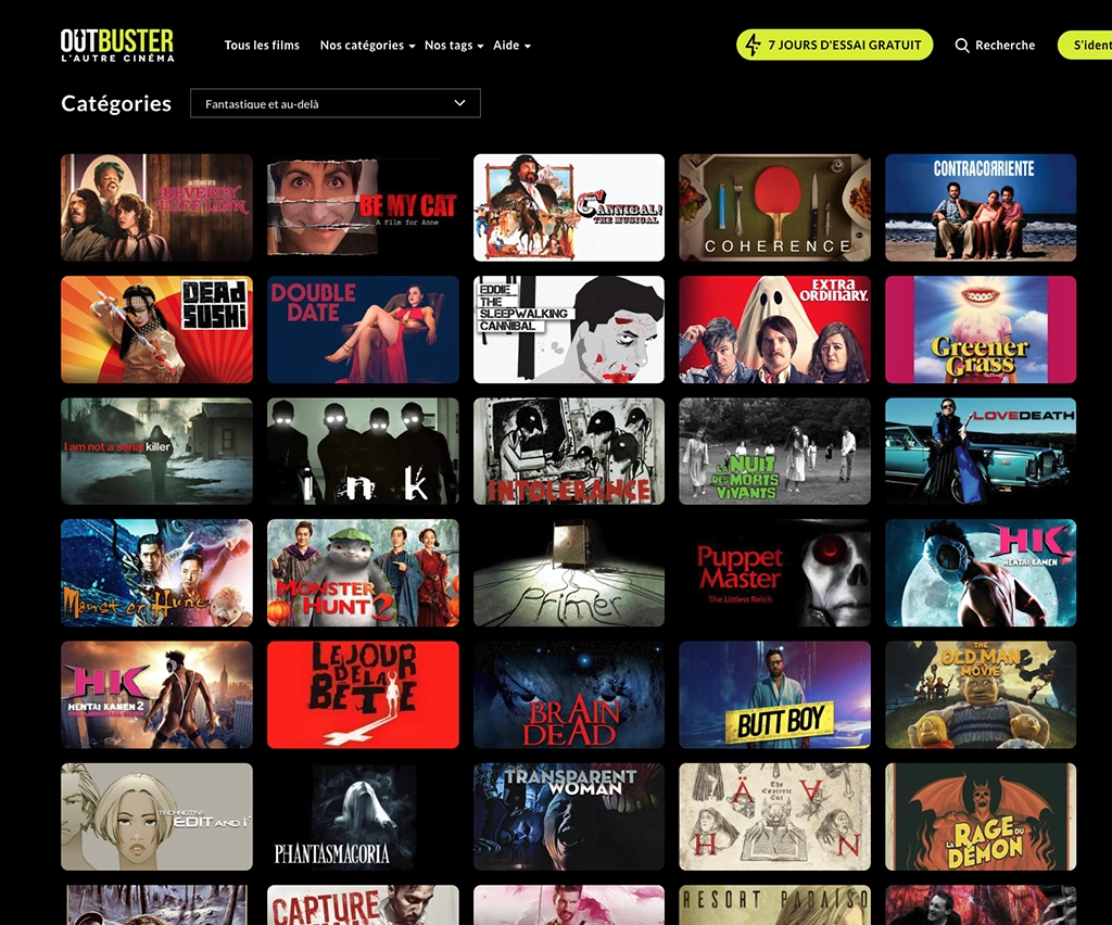 webdesign - Outbuster plateforme VOD - unifypixels.com agence digitale