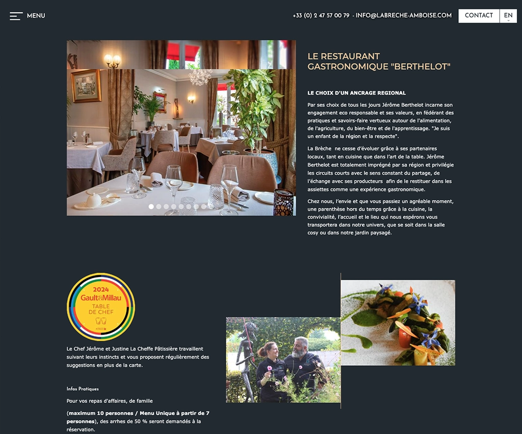 webdesign - hôtel restaurant la brèche à amboise - unifypixels.com agence digitale