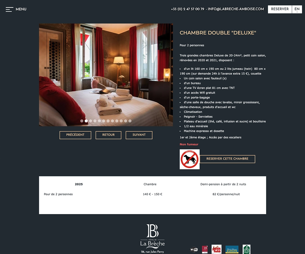webdesign - hôtel restaurant la brèche à amboise - unifypixels.com agence digitale