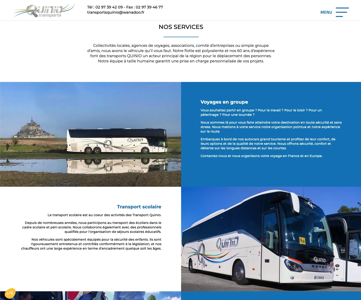 webdesign - transports Quinio - unifypixels.com agence digitale