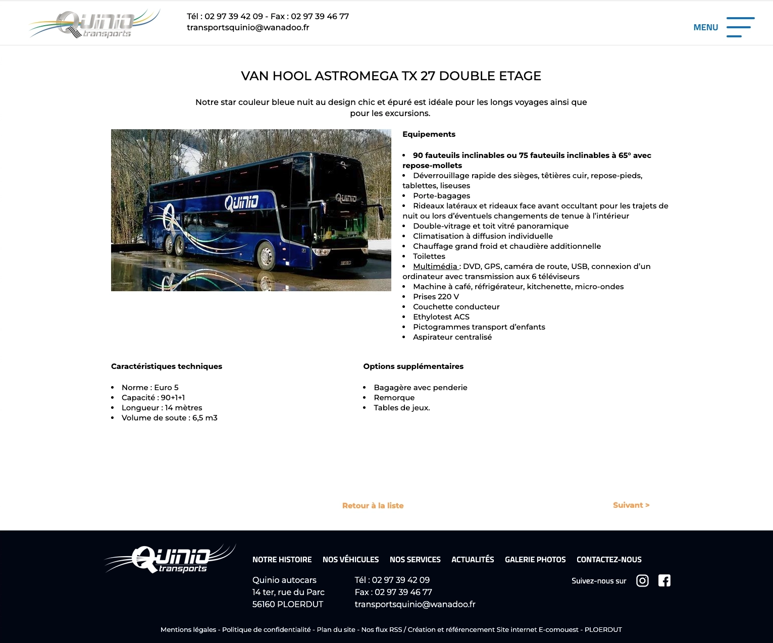 webdesign - transports Quinio - unifypixels.com agence digitale