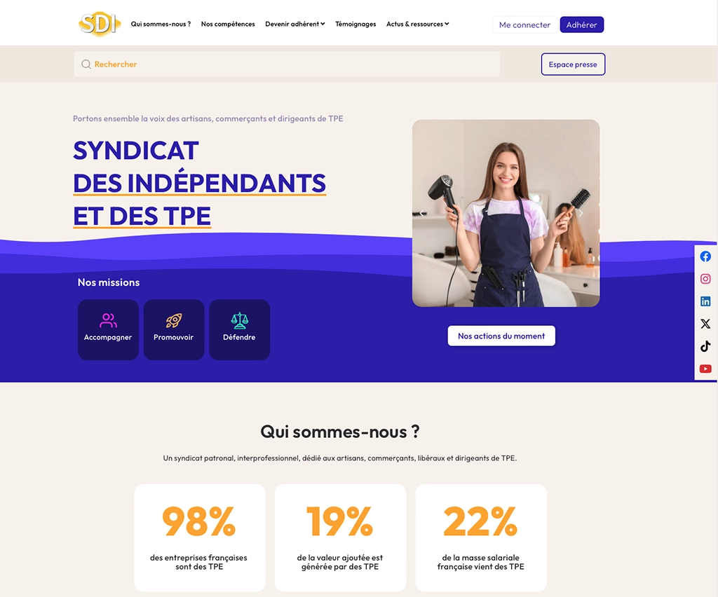 WordPress - Syndicat Des Indépendants - unifypixels.com agence digitale